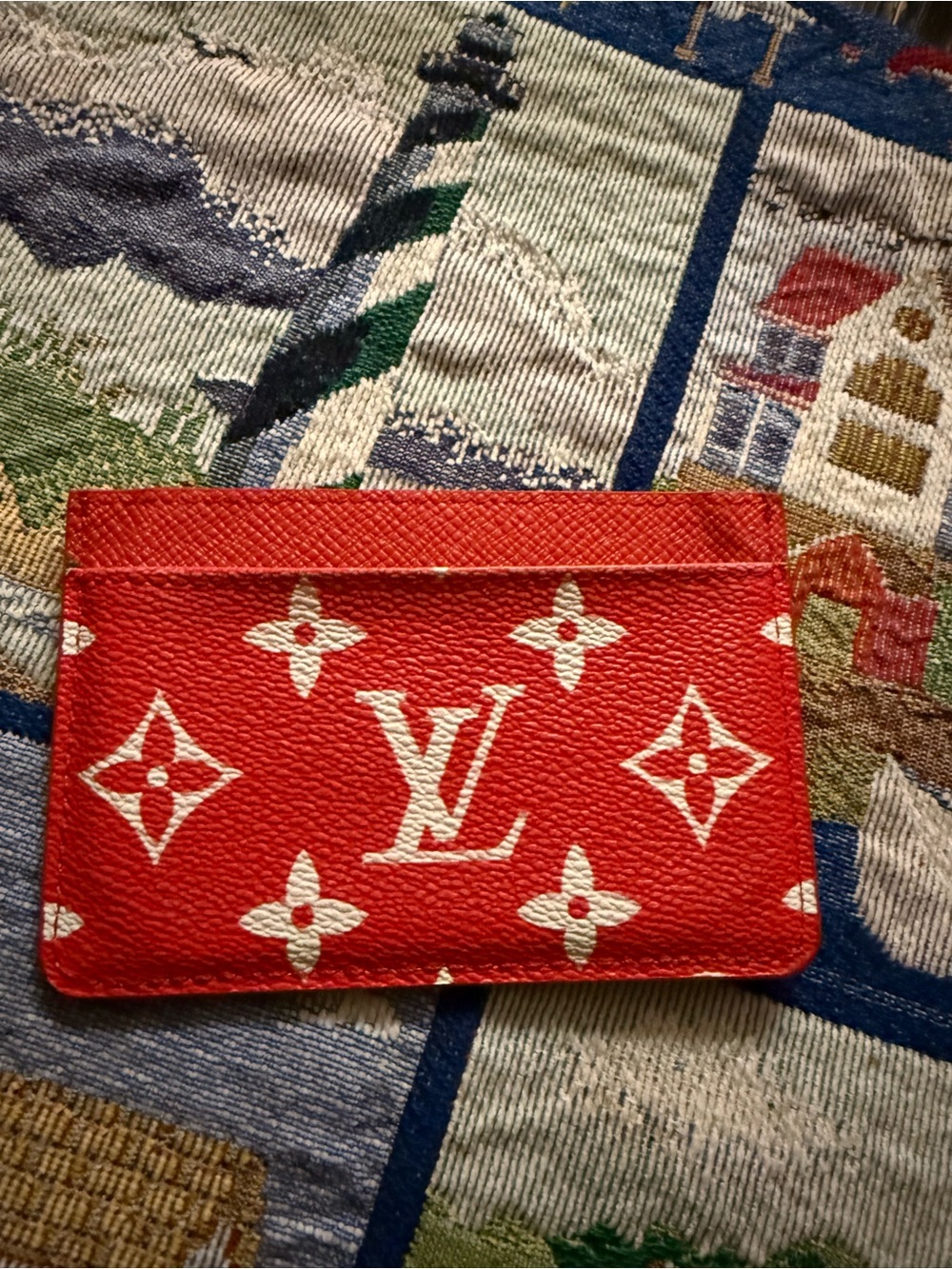 Louis Vuitton Red & White Monogram Card Holder